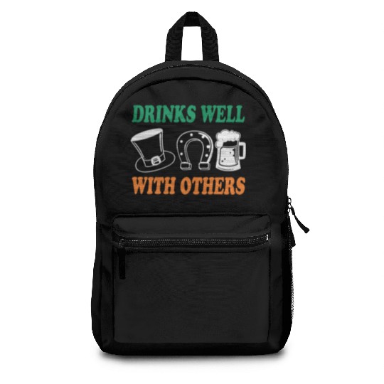 Shamrock Drinks Well With Others St Patrick's Day Backpacks