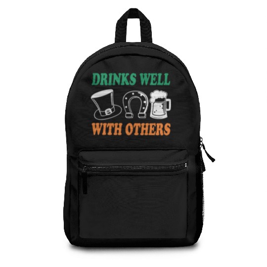 Shamrock Drinks Well With Others St Patrick's Day Backpacks