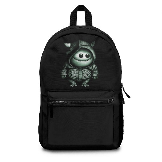 Goofy Looking Monster Green Backpacks