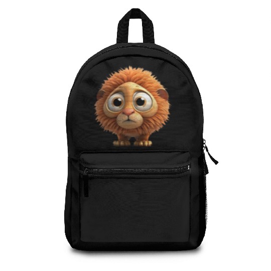 Cute little lion comic character Backpacks