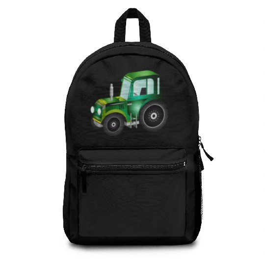 green 3D tractor for tractor and farm fans Backpacks
