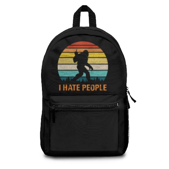 Funny Bigfoot i Hate People Backpacks