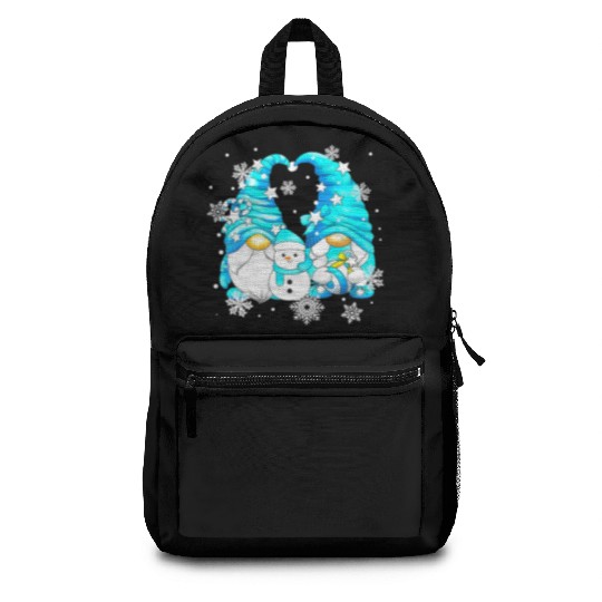Funny Snowman Gnomies With Snowflakes Cute Winter Backpacks