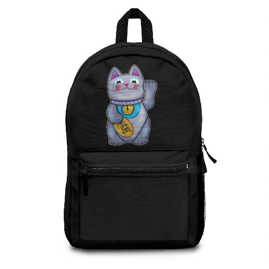 Cute Helpful Maneki Neko Lucky Cat Backpacks