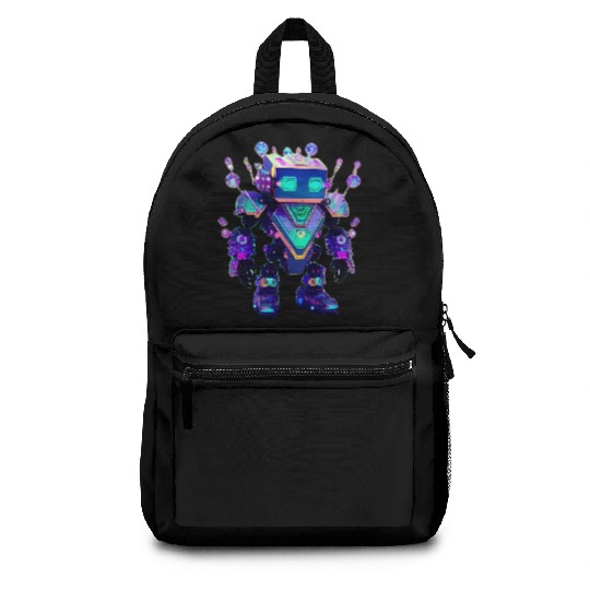 Gemstone Guardian Robot Made of Sparkling Crystals Backpacks