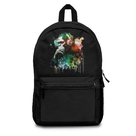 Banksy DJ Monkey Thinker Backpacks