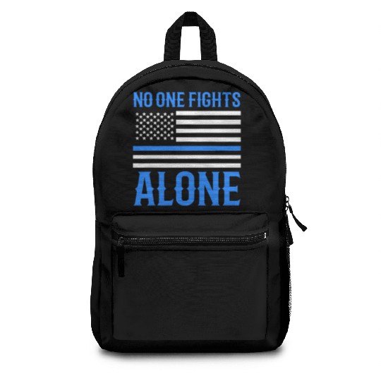 No One Fights Alone Thin Blue Line Police Backpacks