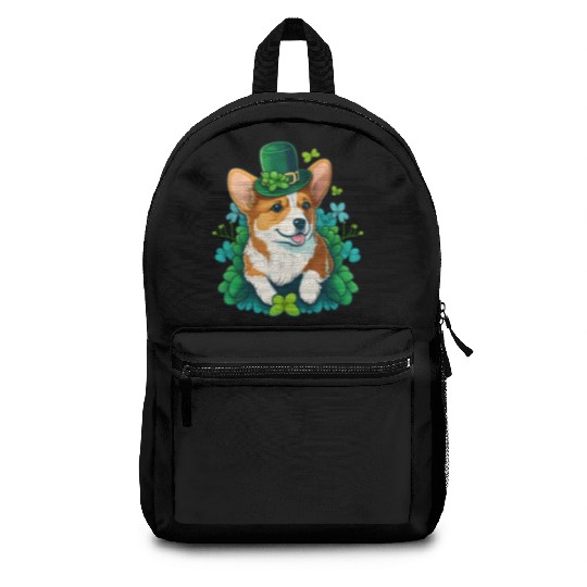 Funny Corgi Lover Shamrock Happy St Patricks Day Backpacks
