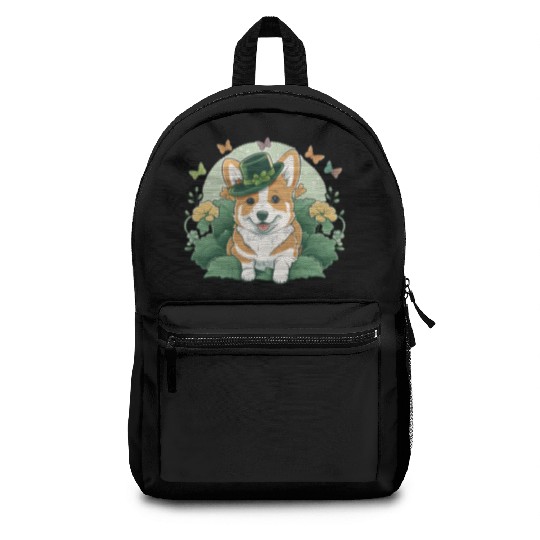 Corgi Lover Shamrock Happy St Patricks Day Backpacks
