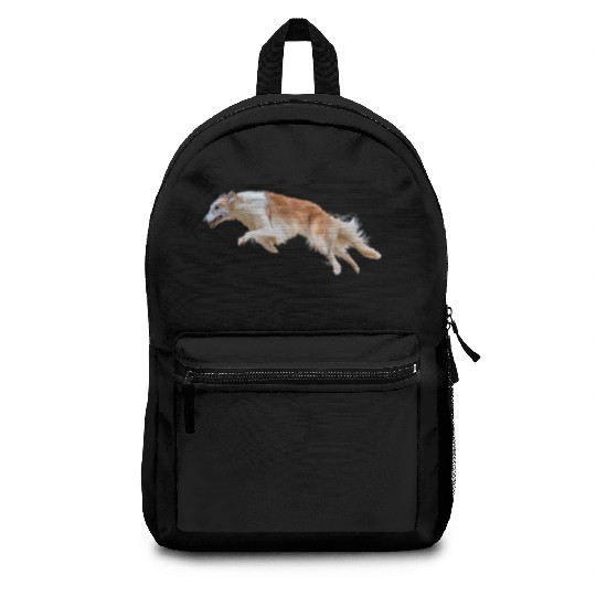 Running White and Tan Borzoi Dog Backpacks