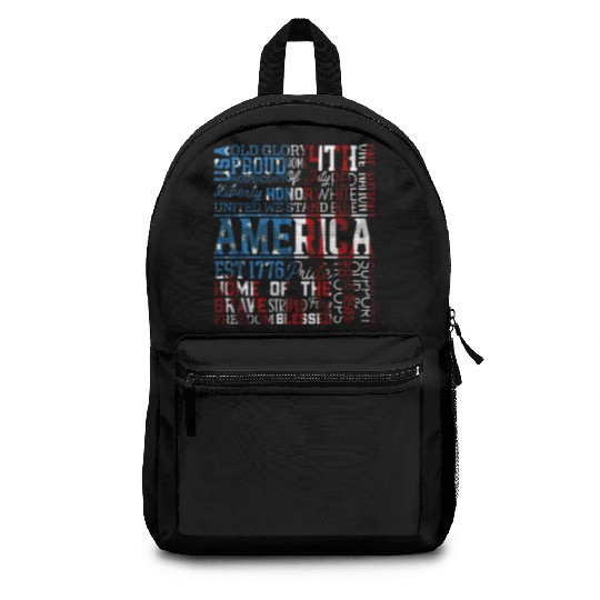 Patriotic Veteran USA Flag American Memorial Day Backpacks