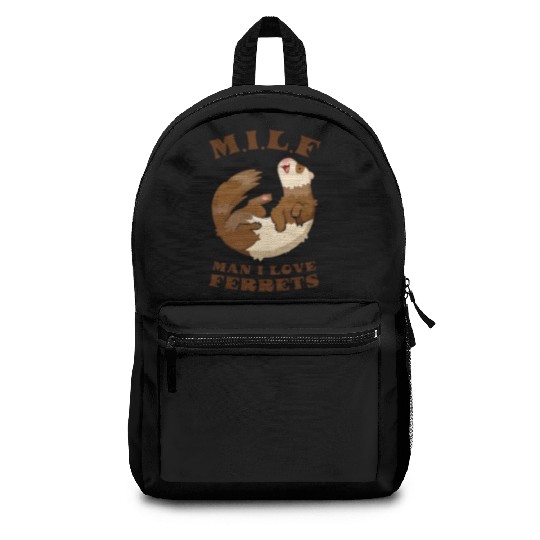I Heart MILFs Man I Love Ferrets Lover Funny Ferre Backpacks