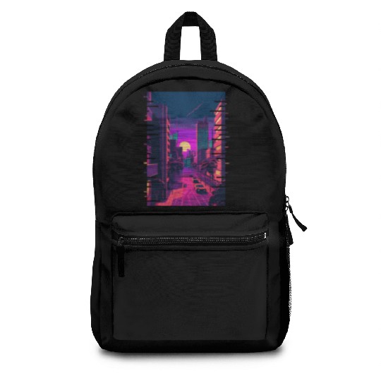 Japanese City Indie Aesthetic Glitch Art 80s 90s V Backpacks