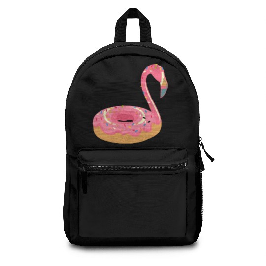 Comic Pink Flamingo Sweet Donut Backpacks