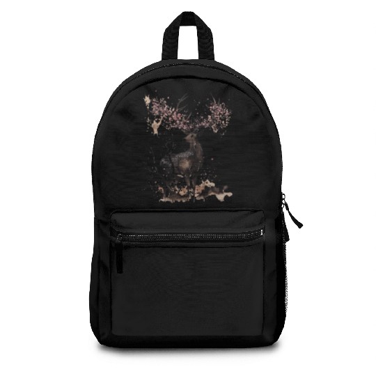 Deer Cherry blossoms Sakura tree Sumie Backpacks