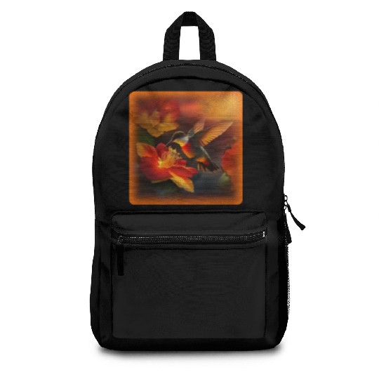 Hummingbird Hibiscus Flower Morning Sunrise Nature Backpacks