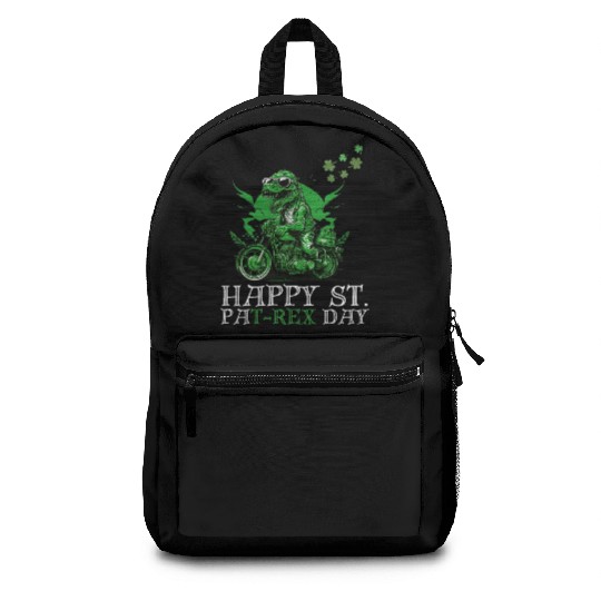 Happy St PaT-Rex Dinosaur Saint Patricks Day Biker Backpacks