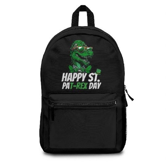 Happy St PaT-Rex Dinosaur Saint Patricks Day Biker Backpacks