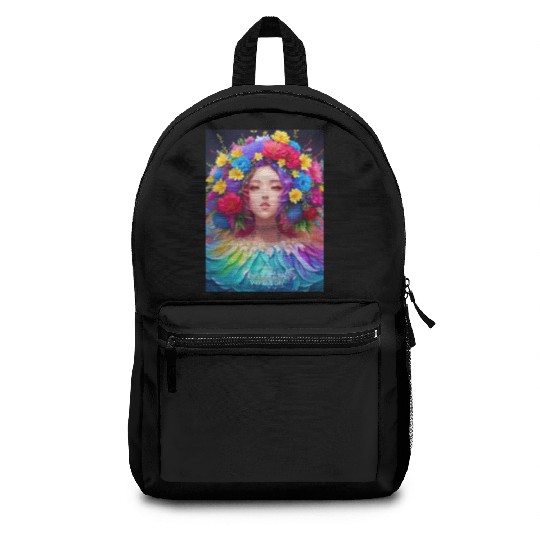 Spring Girl with a bouqet of flowers garland #17 Backpacks