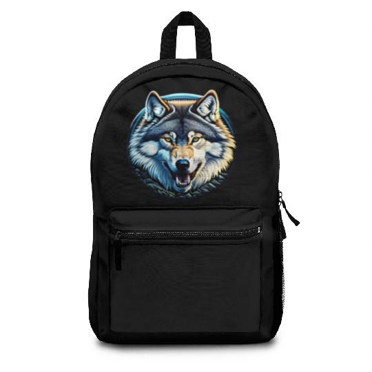 A fierce wolf howling at the moon Backpacks