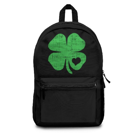 Green Four Leaf Clover Heart - St Patricks Day4 le Backpacks