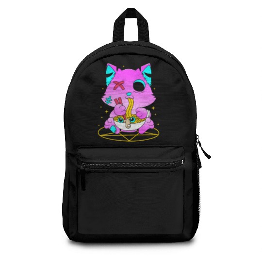 Pastel Goth Ramen Cat Kawaii Anime Japanese Backpacks