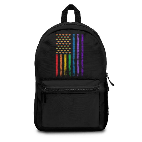 American Flag Rainbow Heart Decor LGBT Pride Month Backpacks