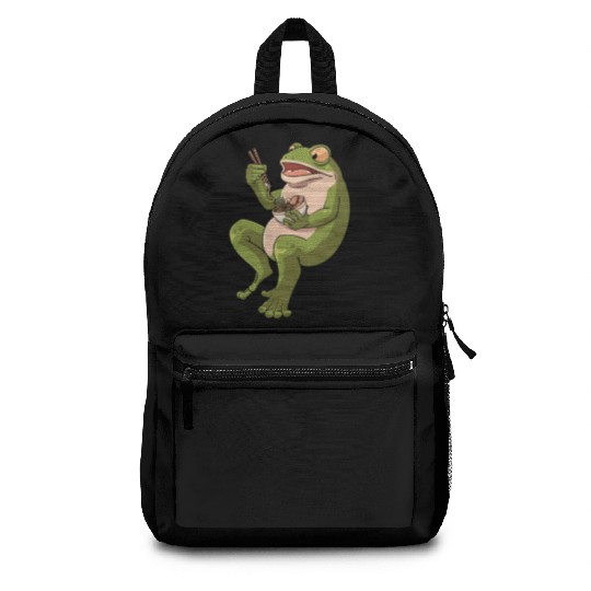 Toad Frog eating Ramen Soup Design for a Frog Backpacks