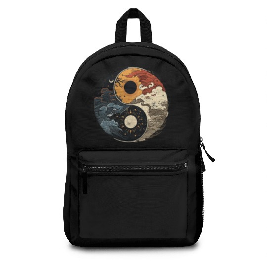 Sun and moon yin yang Backpacks