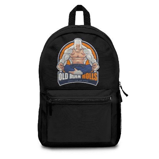 Old Man Rolls Gorilla Jiu Jitsu Fighter Backpacks