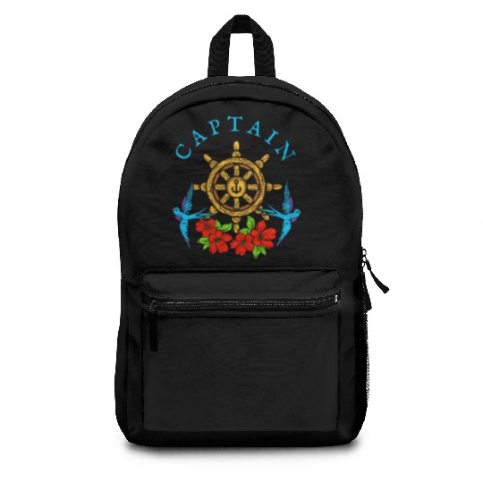 Captain Tattoo Art Sailing Helm Backpacks