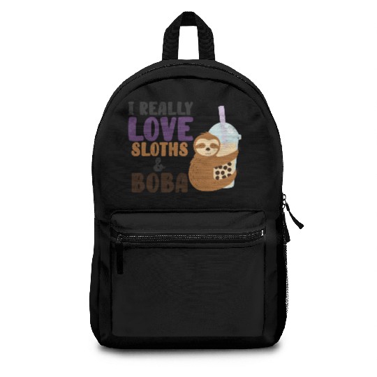 Cute Lazy Sloth Boba Tea Sweet Bubble Tea Backpacks