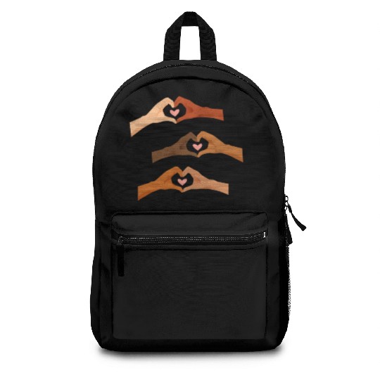 Watercolor Multi Hands Making Hearts Backpacks