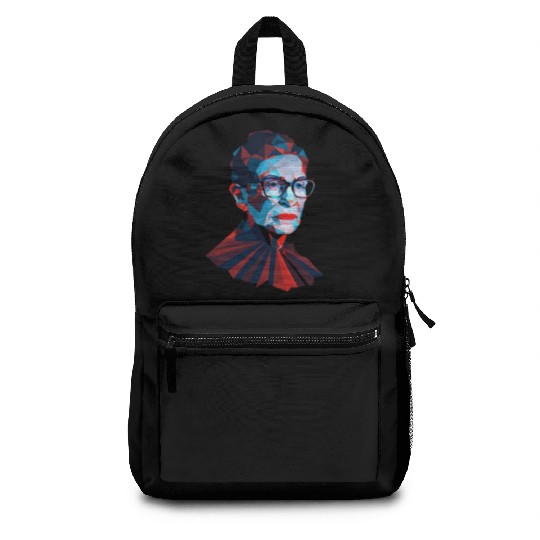Ruth Bader Ginsburg low polygon design red blue Backpacks