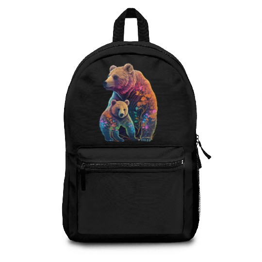 Mother Bear and Cub Sublimation Graphic Wild Life Backpacks