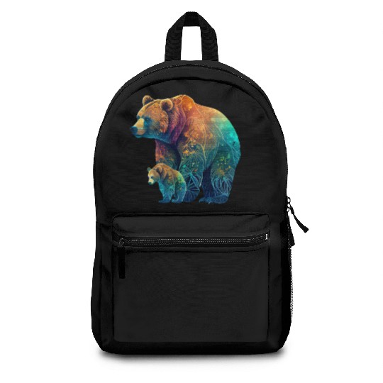 Mother Bear and Cub Sublimation Graphic Wild 1 Backpacks