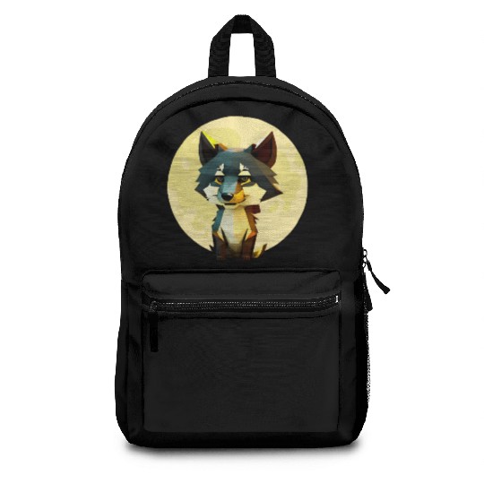 Wolf howling at the moon graphic Backpacks