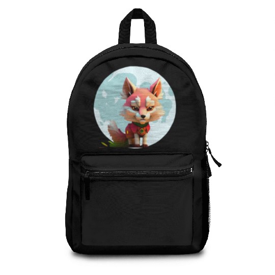 Wolf howling at the moon graphic Backpacks