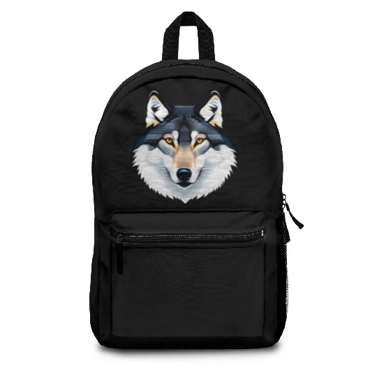 Wolf howling at the moon graphic Backpacks