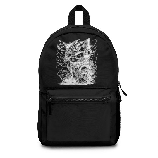 Little Cool Space Cat Splash Tattoo Style Backpacks