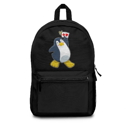 Penguin At Poker With Poker Cards Backpacks