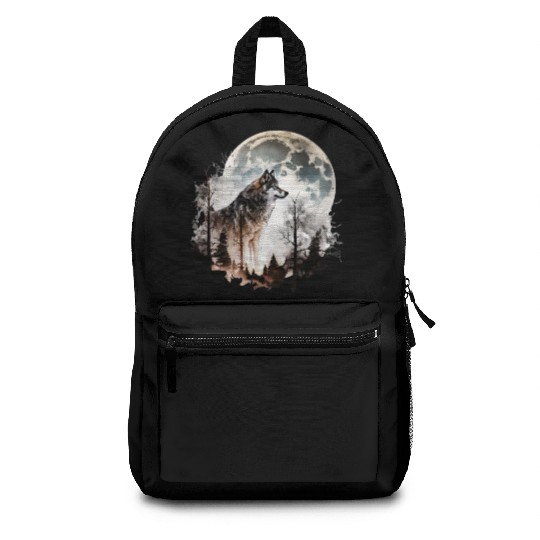 Wolf Moonlight Forest Wild Werewolf Watercolor 5 Backpacks