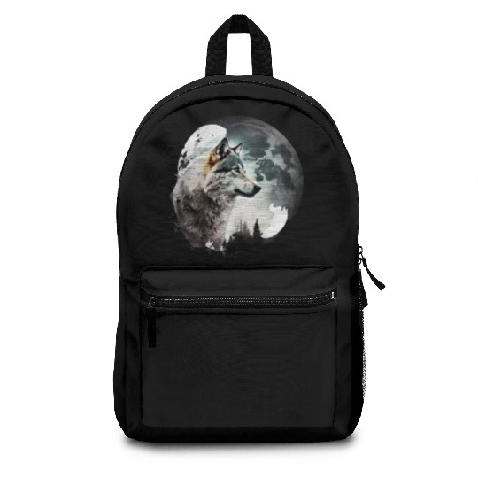 Wolf Moonlight Forest Wild Werewolf Watercolor 1 Backpacks