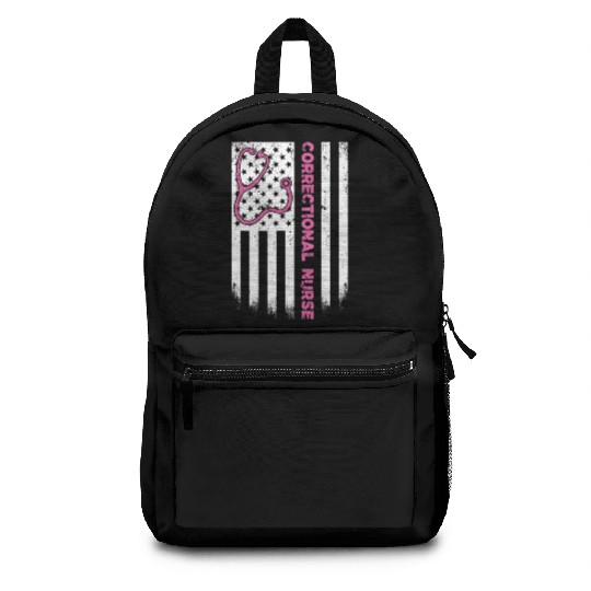 Correctional Nurse American flag US Stethoscope Backpacks