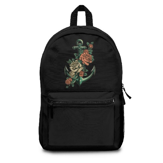 Anchor Roses Tattoo Sailor Nautical Water Ship Backpacks