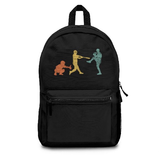 Baseball Catcher Pitcher Batter Vintage Backpacks