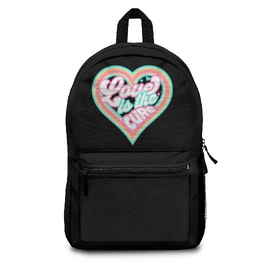 LOVE IS THE CURE (pink) Backpacks