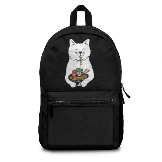 Cute Cat Eating Ramen Backpacks