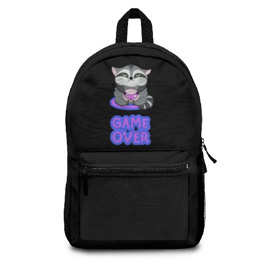 Game Over fat wicked raccoon playing on a console Backpacks