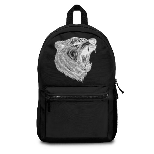 Wild Bear's Head With Sharp Teeth Backpacks